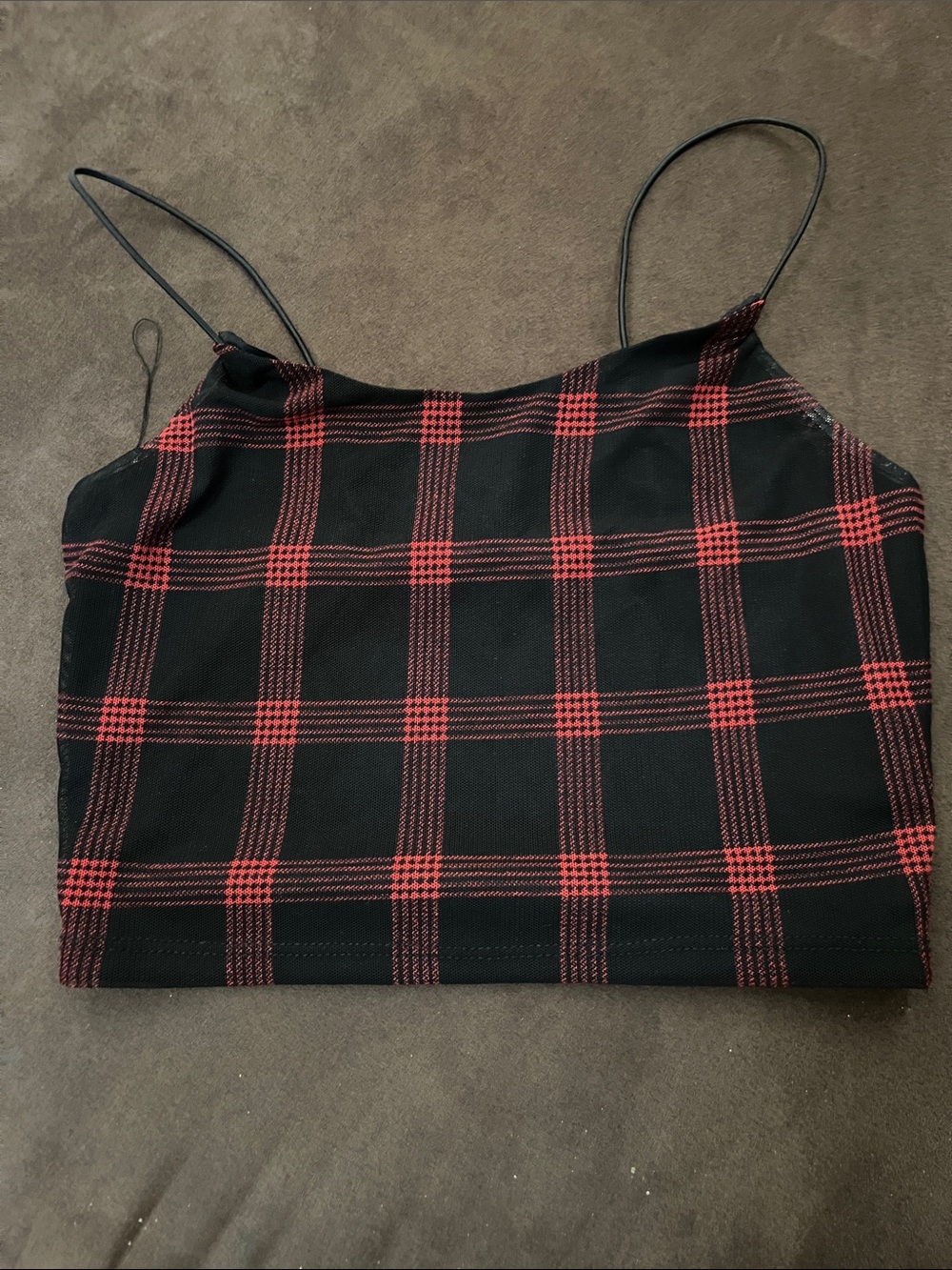 Garage Black and Red Plaid Spaghetti-Strap Camisole